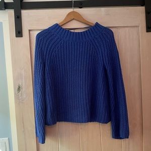 Cupio Royal Blue/Purple Cable Cotton Sweater
